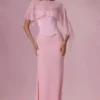 Avielle Satin Corset Bridesmaid Dress in Blush Pink