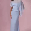 Avielle Satin Corset Bridesmaid Dress in Powder Blue