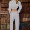 Brushed Jersey Wide-Leg Joggers in Grey Marl Brushed Jersey Wide-Leg Joggers in Grey Marl