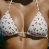 Calella Charm-Detail Triangle Bikini Top in Cherry Print Calella Charm-Detail Triangle Bikini Top in Cherry Print