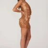Callista Embellished One-Shoulder Asymmetric Top in Bronze