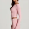 Charliane Modal Boat-Neck Long-Sleeve Top in Pink