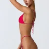 Delray Ruched Thong Bikini Bottoms in Raspberry Pink
