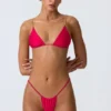 Delray Ruched Thong Bikini Bottoms in Raspberry Pink