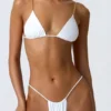 South Beach Chain-Embellished Triangle Bikini Top in White