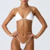 South Beach Chain-Embellished Triangle Bikini Top in White