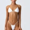 South Beach Chain-Embellished Triangle Bikini Top in White