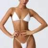 South Beach Chain-Embellished Triangle Bikini Top in White