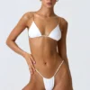 South Beach Chain-Embellished Triangle Bikini Top in White
