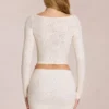 Odelia Lace Plunge Cardigan  in Ivory