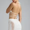 Joni Embellished Mid-Rise Mini Skirt in Ivory