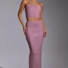 Melisande Embellished Mid Rise Gown Skirt in Light Pink