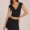 Nalia Modal Plunge Top in Black