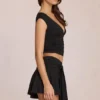 Nalia Modal Plunge Top in Black