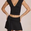 Nalia Modal Plunge Top in Black