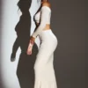 Nixie Velvet Mid-Rise Maxi Skirt in Ivory