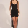 Reeva Corseted Draped Mini Dress in Black Reeva Corseted Draped Mini Dress in Black
