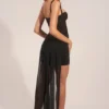 Reeva Corseted Draped Mini Dress in Black Reeva Corseted Draped Mini Dress in Black