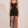 Reeva Corseted Draped Mini Dress in Black Reeva Corseted Draped Mini Dress in Black