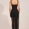 Reeva Corseted Draped Mini Dress in Black Reeva Corseted Draped Mini Dress in Black