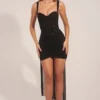 Reeva Corseted Draped Mini Dress in Black Reeva Corseted Draped Mini Dress in Black