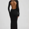 Regine Modal Ruched Backless Maxi Dress in Black Regine Modal Ruched Backless Maxi Dress in Black
