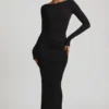 Regine Modal Ruched Backless Maxi Dress in Black Regine Modal Ruched Backless Maxi Dress in Black