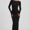 Regine Modal Ruched Backless Maxi Dress in Black Regine Modal Ruched Backless Maxi Dress in Black