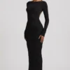 Regine Modal Ruched Backless Maxi Dress in Black Regine Modal Ruched Backless Maxi Dress in Black