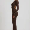 Regine Modal Ruched Backless Maxi Dress in Chocolate Brown Regine Modal Ruched Backless Maxi Dress in Chocolate Brown
