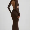 Regine Modal Ruched Backless Maxi Dress in Chocolate Brown Regine Modal Ruched Backless Maxi Dress in Chocolate Brown