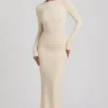 Regine Modal Ruched Backless Maxi Dress in Ivory Regine Modal Ruched Backless Maxi Dress in Ivory