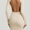 Regine Modal Ruched Backless Maxi Dress in Ivory Regine Modal Ruched Backless Maxi Dress in Ivory
