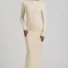 Regine Modal Ruched Backless Maxi Dress in Ivory Regine Modal Ruched Backless Maxi Dress in Ivory
