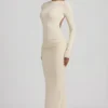 Regine Modal Ruched Backless Maxi Dress in Ivory Regine Modal Ruched Backless Maxi Dress in Ivory