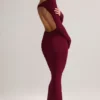 Regine Modal Ruched Backless Maxi Dress in Wine Regine Modal Ruched Backless Maxi Dress in Wine