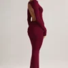 Regine Modal Ruched Backless Maxi Dress in Wine Regine Modal Ruched Backless Maxi Dress in Wine