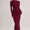 Regine Modal Ruched Backless Maxi Dress in Wine Regine Modal Ruched Backless Maxi Dress in Wine