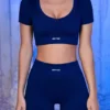Ribbed Mini Shorts in Navy