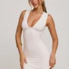 Rio Ruched Bust A-Line Mini Dress in White Rio Ruched Bust A-Line Mini Dress in White