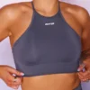 Seamless High Neckline Crop Top in Grey Seamless High Neckline Crop Top in Grey