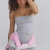 Soft Active Contrast-Trim Bandeau Top in Marl Grey Soft Active Contrast-Trim Bandeau Top in Marl Grey