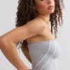 Soft Active Contrast-Trim Bandeau Top in Marl Grey Soft Active Contrast-Trim Bandeau Top in Marl Grey