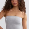 Soft Active Contrast-Trim Bandeau Top in Marl Grey Soft Active Contrast-Trim Bandeau Top in Marl Grey