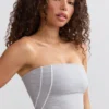 Soft Active Contrast-Trim Bandeau Top in Marl Grey Soft Active Contrast-Trim Bandeau Top in Marl Grey