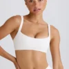 Soft Active Contrast-Trim Sports Bra in White Soft Active Contrast-Trim Sports Bra in White