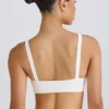 Soft Active Contrast-Trim Sports Bra in White Soft Active Contrast-Trim Sports Bra in White