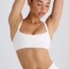 Soft Active Contrast-Trim Sports Bra in White Soft Active Contrast-Trim Sports Bra in White