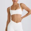 Soft Active Contrast-Trim Sports Bra in White Soft Active Contrast-Trim Sports Bra in White