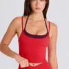 Soft Active Layered Cropped Tank Top in Strawberry Red Soft Active Layered Cropped Tank Top in Strawberry Red